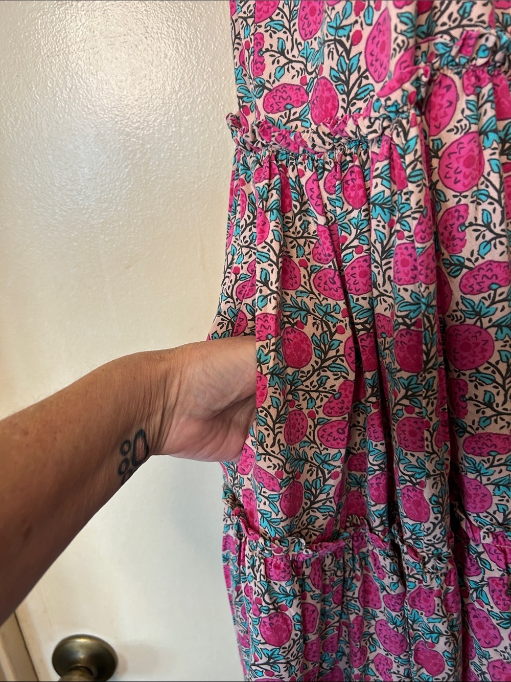 NATURAL LIFE “Patti” Pink Floral Tiered Mini Dress size M - Picture 10 of 12